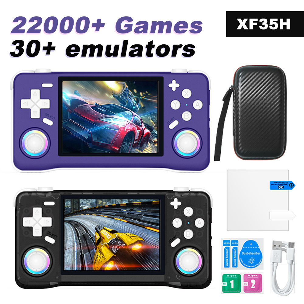 Gaming Console In Chinese - XF35H Retro-Gaming-Handheld-Konsole im Taschenformat, 3,5-Zoll-Vollbildschirm, RGB-Licht,